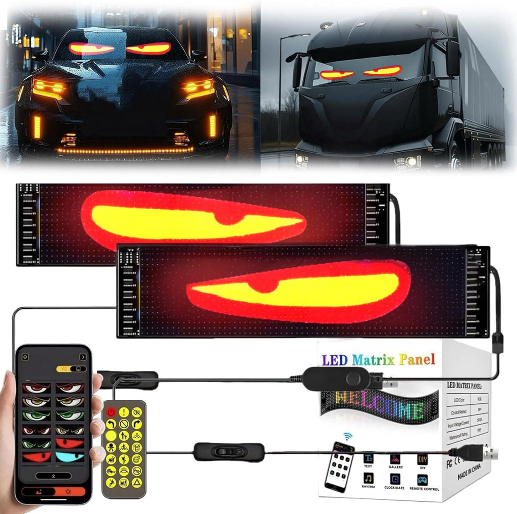 Programmierbares LED Matrix Display – Das ultimative Böse-Augen-LED-Panel für Auto-Tuning, Showcars und Events - Verschiedene Größen