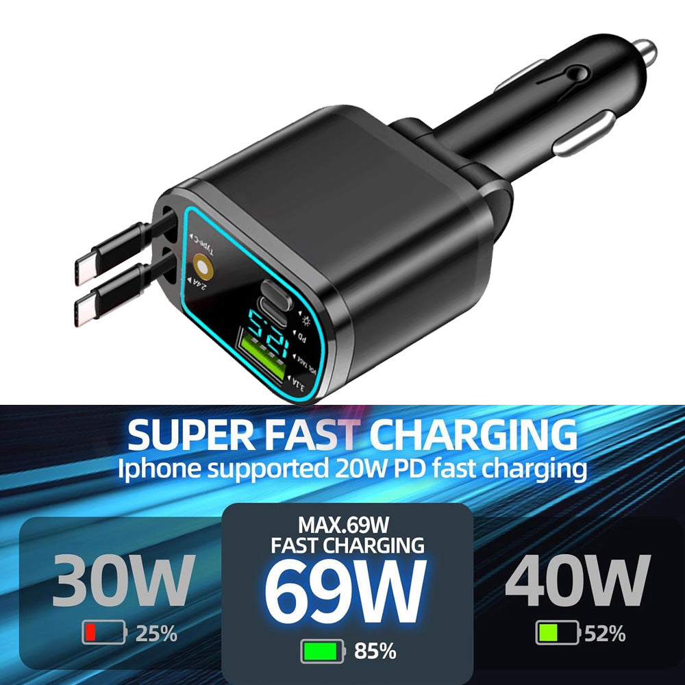 5-in-1 Multifunktions-Autoladegerät mit USB-C & Sternenhimmel