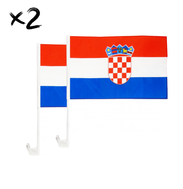 2x Kroatien Flagge Auto 45x30 cm – WM & EM Fanflaggen
