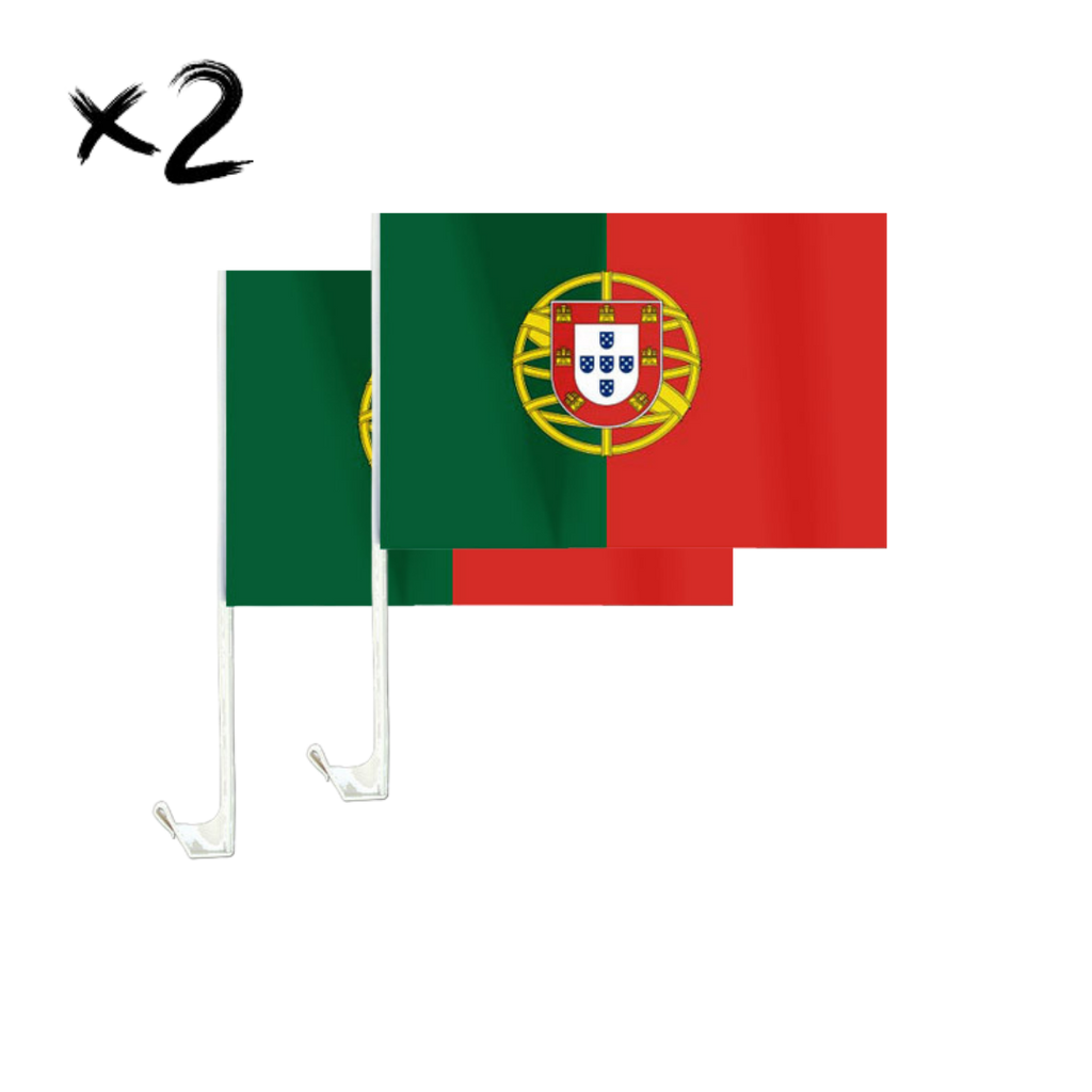2x Portugal Flagge Auto 45x30 cm – WM & EM Fanflaggen