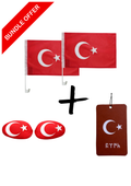 Türkei Autoflaggen Set - 2 Fensterflaggen, 2 Spiegelflaggen & Duftanhänger